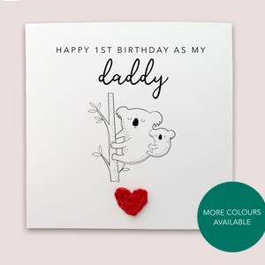 Feliz primer cumpleaños como tarjeta de mi papá - Tarjeta de cumpleaños simple para el primer cumpleaños de papá de la tarjeta koala de la hija del bebé - Enviar al destinatario