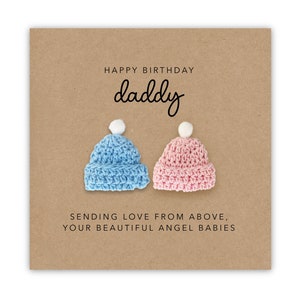 Tarjeta de feliz cumpleaños para papá gemelos de bebé en el cielo, tarjeta de pérdida de padre/bebé desconsolado, bebé ángel, feliz cumpleaños, bebé arco iris, gemelos