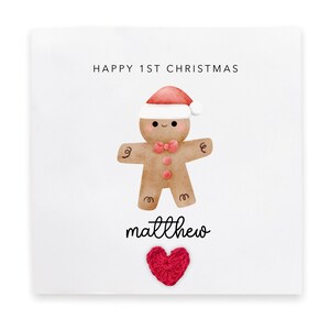 1ère carte de Noël personnalisée Joyeux premier Noël pour bébé, premier Noël de bébé, joyeux Noël, personnalisé, pain d'épice