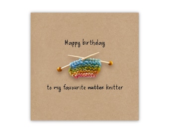Carte d'anniversaire de tricoteur, carte d'anniversaire de tricotage amusante avec une pelote de laine, carte pour quelqu'un qui tricote, carte au crochet