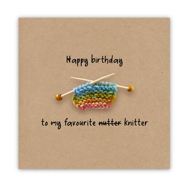 Knitters birthday card, funny knitting birthday card with a ball of wool, card for someone who knits, Crochet Card