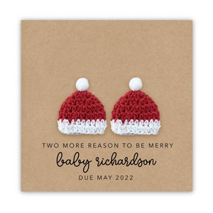 Weihnachtsüberraschungs-Schwangerschaftsankündigungs-Karte, Zwillings-Baby-Ankündigungs-Karte, Schwangerschaft enthüllen Karte, wir sind schwanger Karte, Überraschung Baby Twin