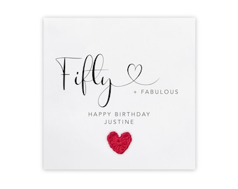 Cartão de aniversário personalizado de 50 anos, Cartão de aniversário "Fabulosa aos 50", Cartão de aniversário de 50 anos para ela, Fabulosa aos quarenta, Fabulosa aos 50, Aniversário
