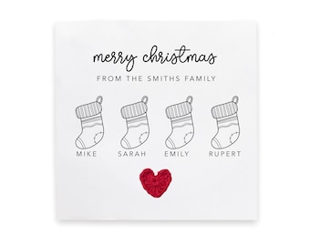 Personalised Christmas family cards, Card Pack Bundle Pack,  family personalised cards, Christmas card pack, Stocking, Sock, Card Pack