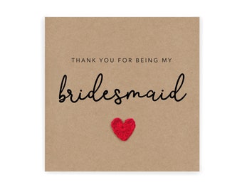 Thank You For Being My Bridesmaid, Wedding Thank You Bridesmaid Card, Bridesmaid Gift, Thank You Bridesmaid Card