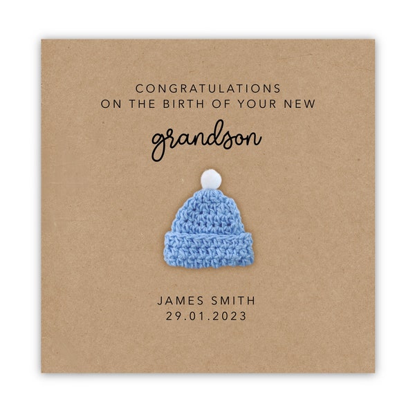 Personalised Congratulations Card For A Grandparent, Card For A New Grandma, Congratulations On The Birth On Your Grandson, New Baby Card