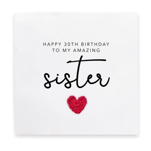 Carte du 30e anniversaire pour sœur, à mon incroyable sœur pour son trentième anniversaire, carte d’anniversaire sœur 30, 30e, trente carte, pour elle