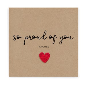 Tarjeta personalizada muy orgullosa de usted, la mejor de las suertes en su nueva tarjeta de trabajo, deseándole buena suerte en su tarjeta de exámenes, tarjeta muy orgullosa de usted