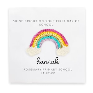 Gepersonaliseerde schoolkaart, eerste schooldag, school- en kinderkamer gelukskaart, eerste schooldag, glans helder op school