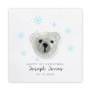 Tarjeta de Navidad personalizada para el primer hijo, tarjeta de Navidad para el primer hijo, tarjeta de Navidad para la primera hija, osito de peluche