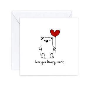 Je t'aime beaucoup - carte ours Je t'aime - carte de Saint-Valentin anniversaire humour drôle pour elle / lui - carte amour - envoyer au destinataire