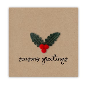 Carte de joyeux Noël, carte de Noël faite main, carte de Noël pour elle / lui, jeu de cartes de voeux de Noël, jeu de cartes, houx de Noël