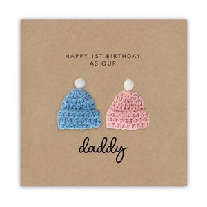 パパとして1歳の誕生日おめでとう、記念品の誕生日カード、パパ用、パパ用1歳の誕生日カード、かわいい誕生日カード、パパ用、双子