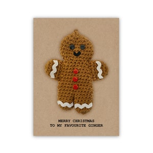 Carte de Noël drôle, carte pour le gingembre, ornement de pain d'épice de plaisanterie drôle, carte de Noël, carte faite main, crochet, décoration