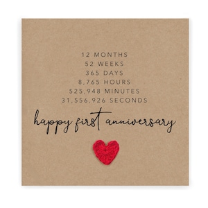 Tarjeta feliz del 1er aniversario con poema, tarjeta del 1er aniversario del novio, tarjeta del primer aniversario de la novia, tarjeta del 1er aniversario para la esposa, miércoles