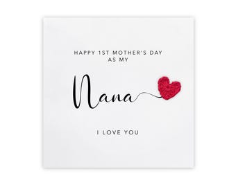 Happy 1e Moederdagkaart, oma eerste moederdagkaart voor oma, moeders van baby, Moederdag Nanna-kaart 1e moederdagkaart voor moeder