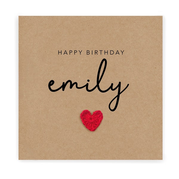 Personalised Happy Birthday Card for Her, Simple Custom Birthday Card, Birthday Card, Birthday Card for Friend, Sister, Mum, Rustic Card