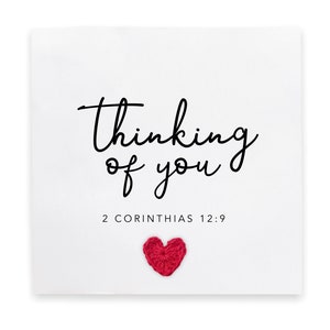 Tarjeta cristiana de pensamiento sobre ti - Tarjeta de condolencias sencilla para ella - Versículo bíblico cristiano de Corintios hecho a mano - Enviar al destinatario