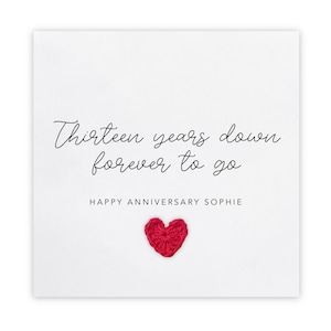 13e dertiende jaar huwelijksverjaardag, kaart voor man vrouw, 13 jaar voor altijd te gaan, gepersonaliseerde verjaardag, 13e verjaardag