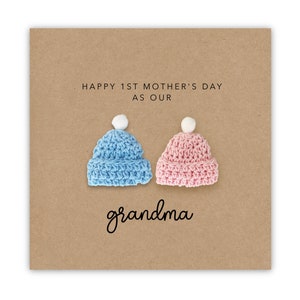 Happy 1st Mothers Day to Twins Karte, erste Oma Nanny für Mama, Mütter vom Baby, Muttertag Mama Karte 1. Muttertag Oma, Zwillinge