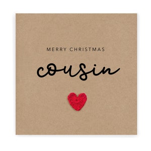 Merry Christmas Cousin - Einfache Weihnachtskarte Cousin - Weihnachtskarte von Tante - Rustikale Weihnachtskarte für Ihre Cousine einfach