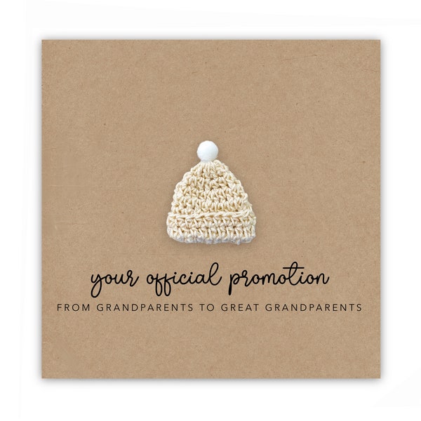 Pregnancy Announcement Card, Your Official Promotion Notice From Grandparents to Great Grandparents , Baby reveal, Expecting Baby