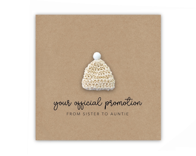 Pregnancy Announcement Card, Your Official Promotion Notice From Sister To Auntie, Baby reveal, Baby Announcement Card to Auntie