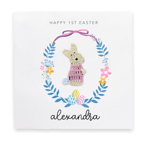 Feliz primeira Páscoa, qualquer nome, cartão de Páscoa personalizado para neta, primeiro cartão de Páscoa do bebê, primeiro cartão de Páscoa do coelho