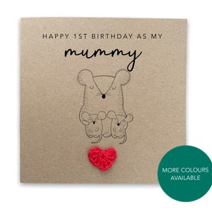 Feliz primeiro aniversário como minha mamãe gêmeas, cartão de aniversário de urso, como minha mãe, cartão de aniversário para mamãe de bebê, cartão de aniversário de mãe para gêmeos, mamãe