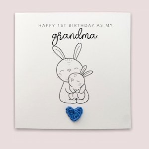 Alles Gute zum 1. Geburtstag als Oma, erster Geburtstag als meine Oma Karte, erste Geburtstagskarte, Kaninchen Geburtstagskarte, süße Geburtstagskarte