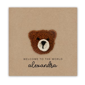 Personalised New Baby Card, Keepsake Baby Card, Custom Welcome to the World Card, Baby Congratulations Card, New Arrival Baby Bear, Keepsake