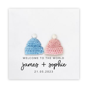 Tarjeta de felicitación personalizada para nuevos padres de gemelos, bienvenidos al mundo de los gemelos Tarjeta personalizada para nuevo bebé, bienvenido al mundo del bebé