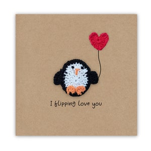 Carte d’anniversaire pingouin personnalisée, carte de mariage anniversaire Love Valentines, carte pingouin, joyeuse Saint-Valentin, je t’aime, jeu de mots drôle