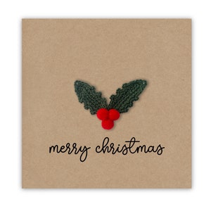 Carte de joyeux Noël, carte de Noël faite main, carte de Noël pour elle / lui, jeu de cartes de voeux de Noël, jeu de cartes, houx de Noël