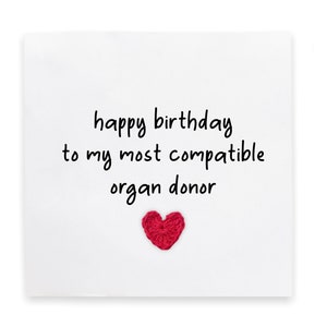 Happy Birthday Twin Card, Funny Twin to my closest compatible organ donor card, Joke Twin Card, Humour Happy Birthday Card for Twin