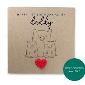 Happy 1st Birthday as my daddy twins - Simple Pig Birthday Card for dad to twins from baby son daughter - Send to recipient