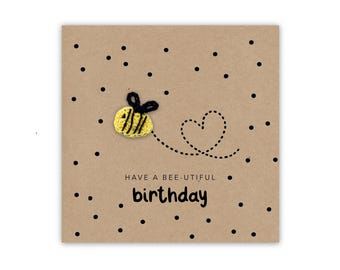 Happy Bee Day, Personalised Birthday Card, Card, Bee Birthday Card, Fun Birthday Card, Card, Birthday Card Bee , Simple Birthday Card Cute