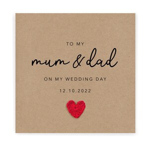 Gepersonaliseerde mama en papa trouwkaart, aan mijn mama en papa, op mijn trouwdag, trouwkaart, trouwdag, gepersonaliseerd, mama en bruiloft