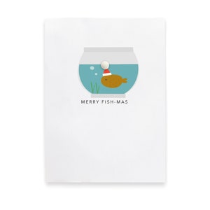 Cartão de Natal engraçado, pacote de cartões, conjunto de cartões de Natal, cartão de Natal animal, peixe dourado, cartão feito à mão, conjunto divertido de cartões de Natal, cartão de humor