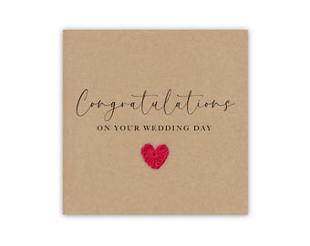 Wedding Congratulations on your wedding day - Simple rustic new card for wedding couple  - Newly wed card  Heart Card - Send to recipient