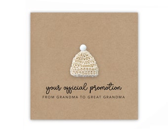 Pregnancy Announcement Card, Your Official Promotion Notice From Grandma to Great Grandma , Baby reveal, Card to Grandma,  Announcement