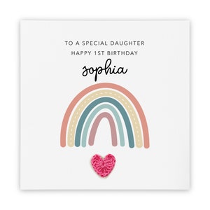 Biglietto personalizzato per il primo compleanno figlia, per una figlia speciale, biglietto per il primo compleanno per figlia, biglietto di compleanno arcobaleno, compleanno carino