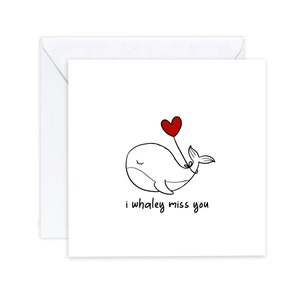I Whaley Miss You - Simple Funny Ik mis je humor woordspeling kaart voor haar / hem - Ik mis je kaart Whale - Missing You Card - Stuur naar de ontvanger