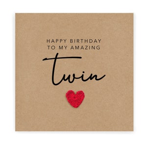 Karte für Zwillingsschwester Happy Birthday - Rustikale Geburtstagskarte für Zwillingsschwester - Karte für Zwilling