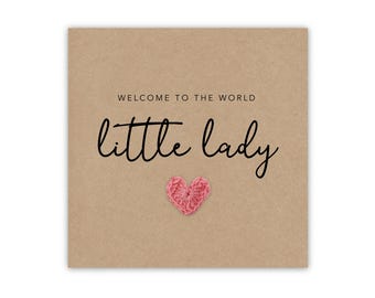 New Baby Girl Card, Little Lady New Baby Card, Baby Girl Card, Card For New Born, New Parents Congratulations Card, Welcome the world, Baby