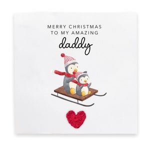 Pinguin Weihnachtskarte für Papa, Papa Weihnachtskarte vom Sohn, von Tochter, süße Weihnachtskarte, frohe Weihnachtskarte von Kindern