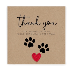 Thank you card from pets, dogs, cats, thank you for looking after us, furbaby, holiday,Pet Sitter Thank You Card, Humans Away Card from Dog