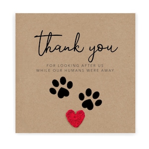 Carte de remerciement d'un animal de compagnie, chien, chat, merci de prendre soin de nous, bébé fourrure, vacances, carte de remerciement pour gardien d'animal de compagnie, carte de chien pour les humains