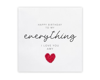 Personalised Happy Birthday To My Everything Card, Birthday Card, Birthday Card For Girlfriend, Boyfriend, Husband, Wife, Fiancé Birthday