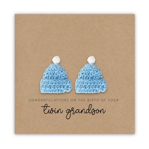 Felicitatiekaart voor een grootouder, gefeliciteerd met de geboorte van uw tweelingkleinzoon, nieuwe babykaart, tweelingkleinzoonkaart